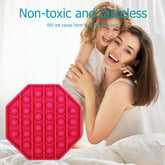 Jucarie senzoriala din silicon Pop it forma octogonala Fidget Toy Pop Bubble antistress  rosu
